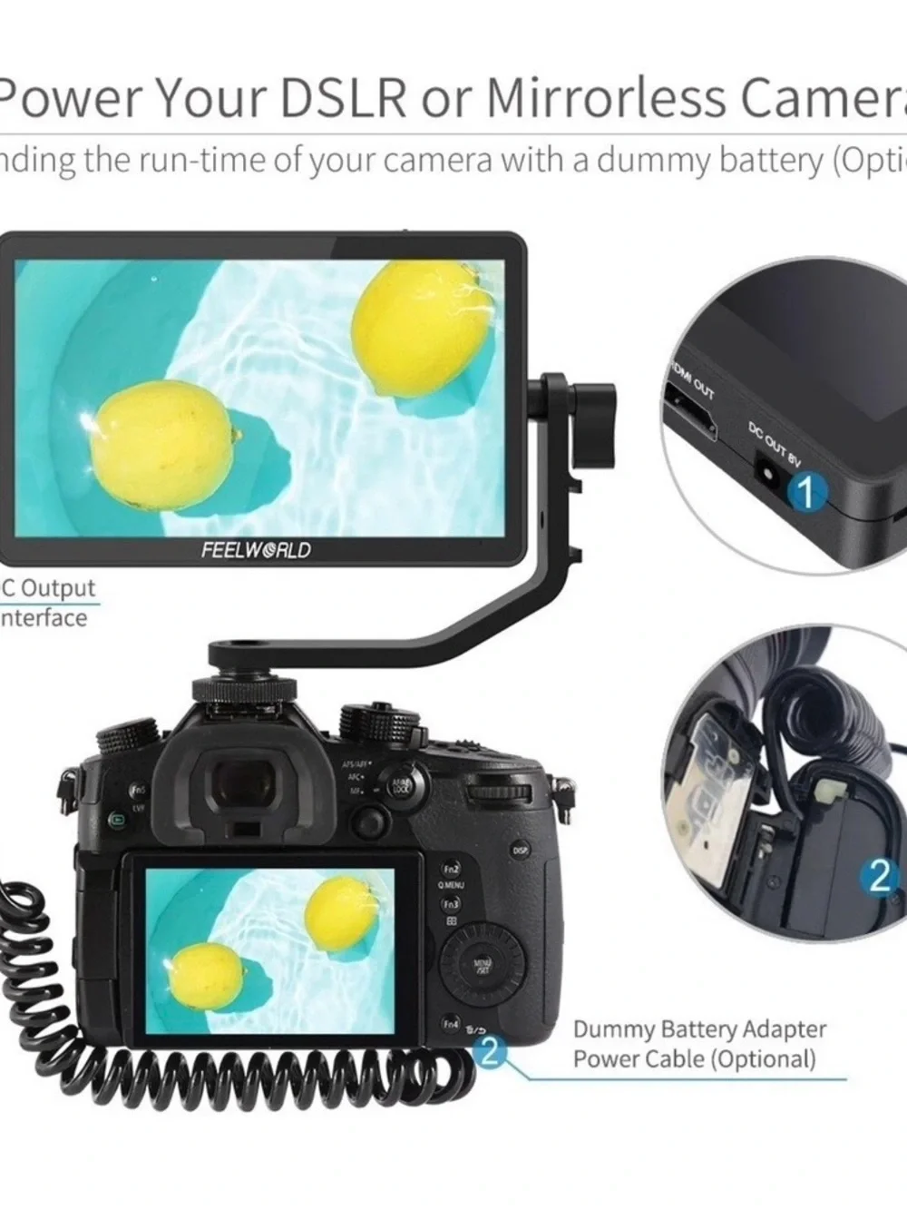 Black On-Camera Video Monitor - 7-inch